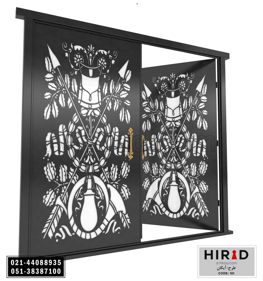 درب فلزی CNC دو لنگه طرح آیکان کد20101 هیراد